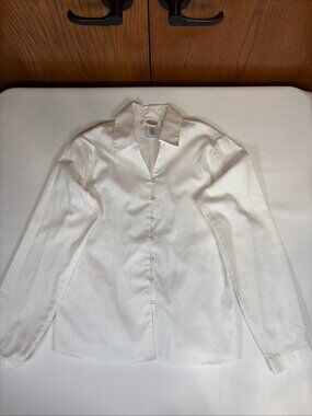 Talbots Long Sleeve Button Down Shirt Women's 4 White